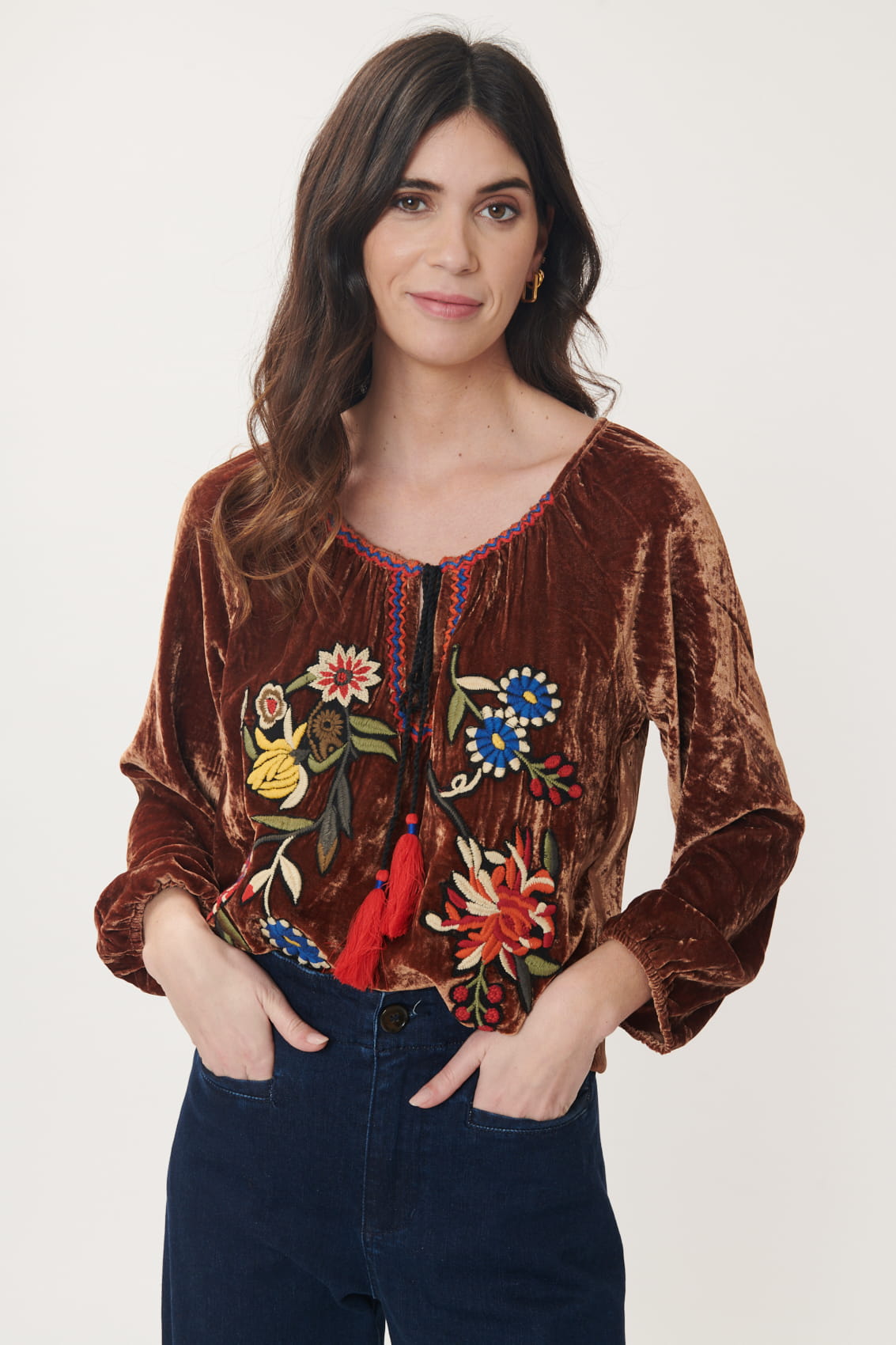 Blouse en Velours Broderies MADISON