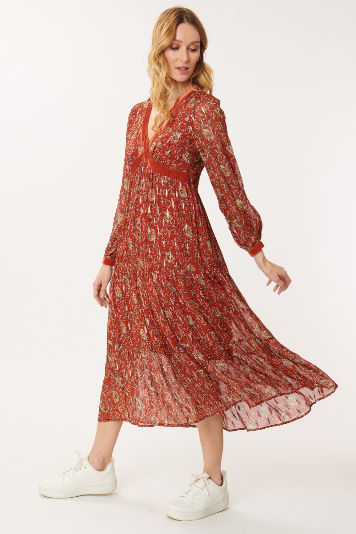 AMANDA Lurex Voile Long Dress