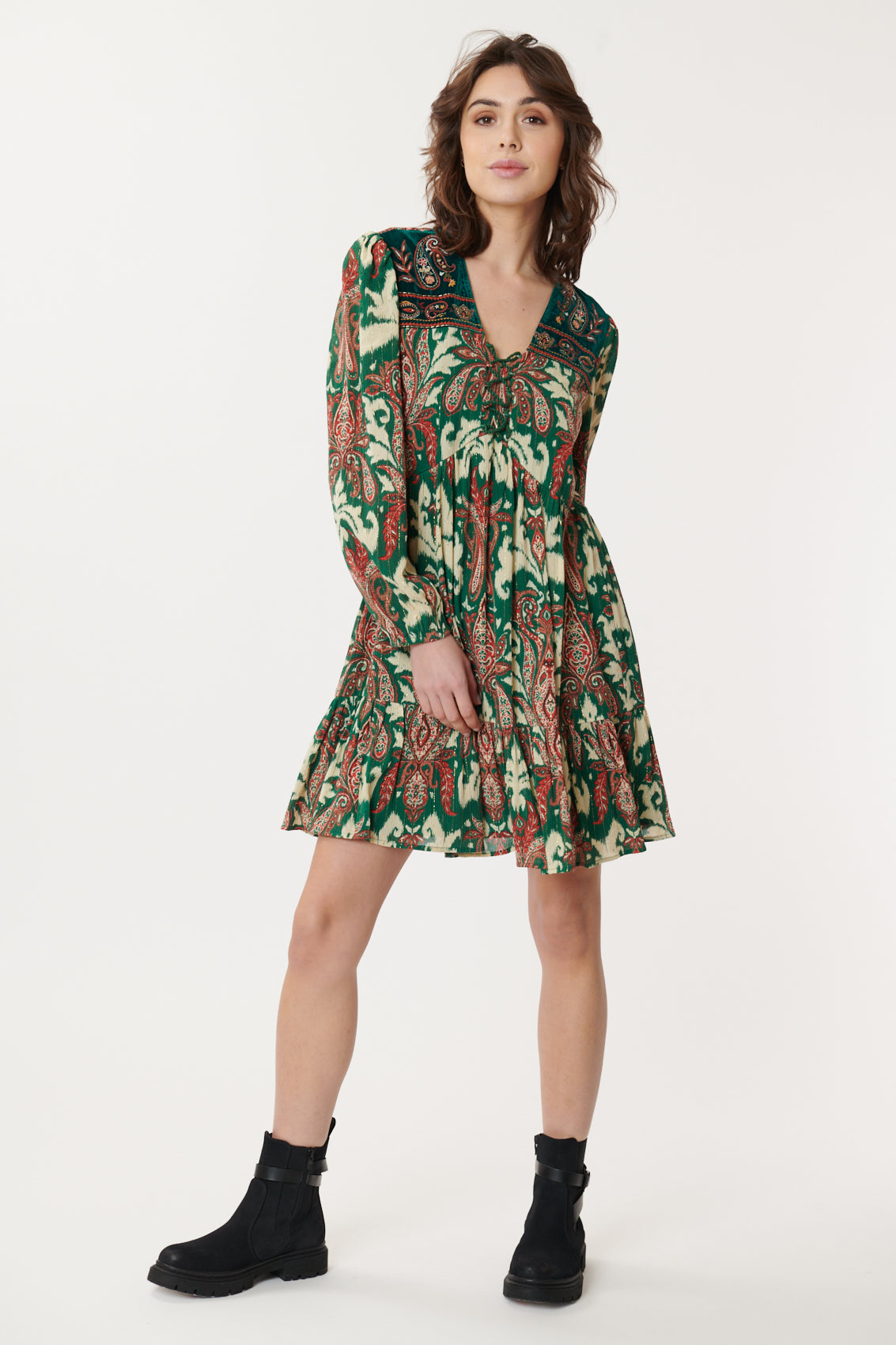 AGRIPPINE Embroidered Paisley Dress