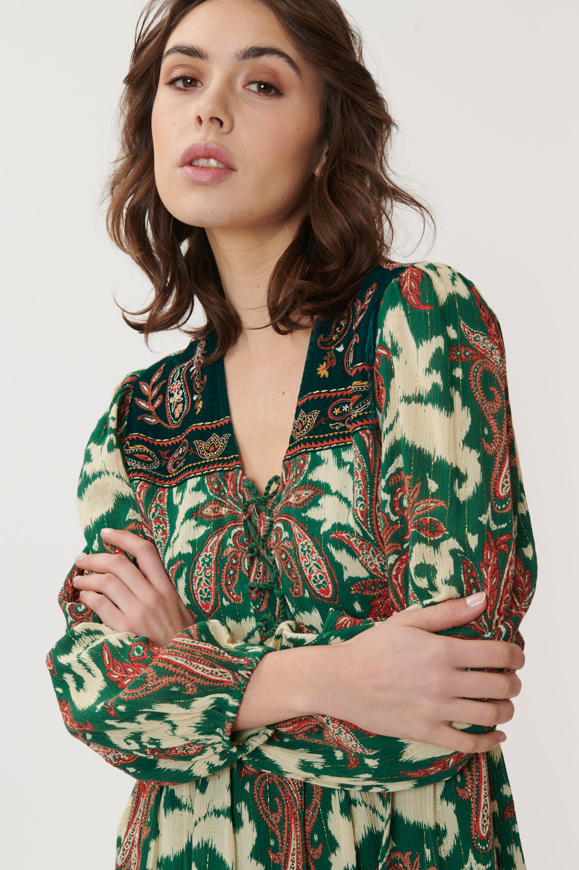 AGRIPPINE Embroidered Paisley Dress