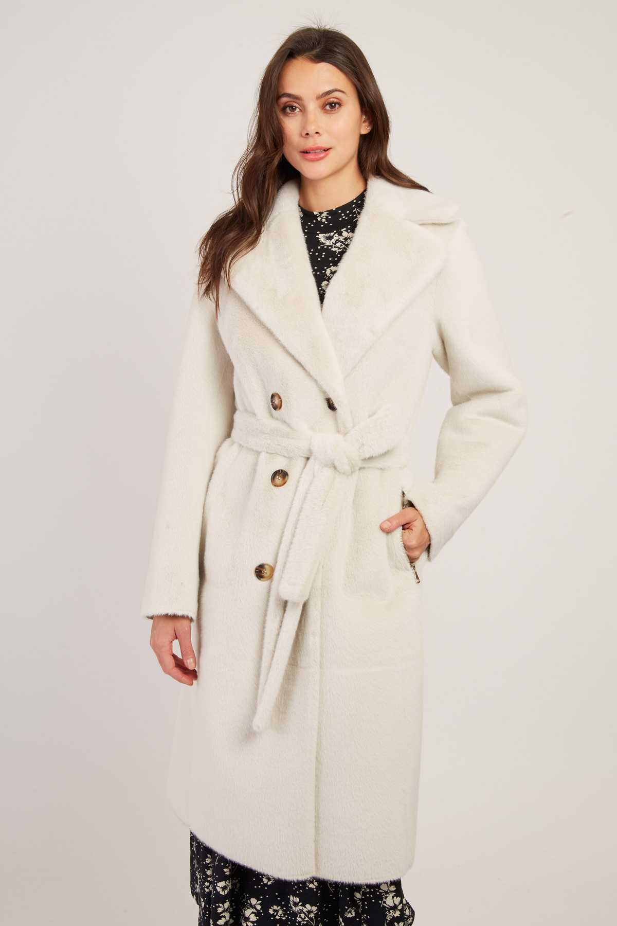 Manteau long reversible fausse fourrure LENNA