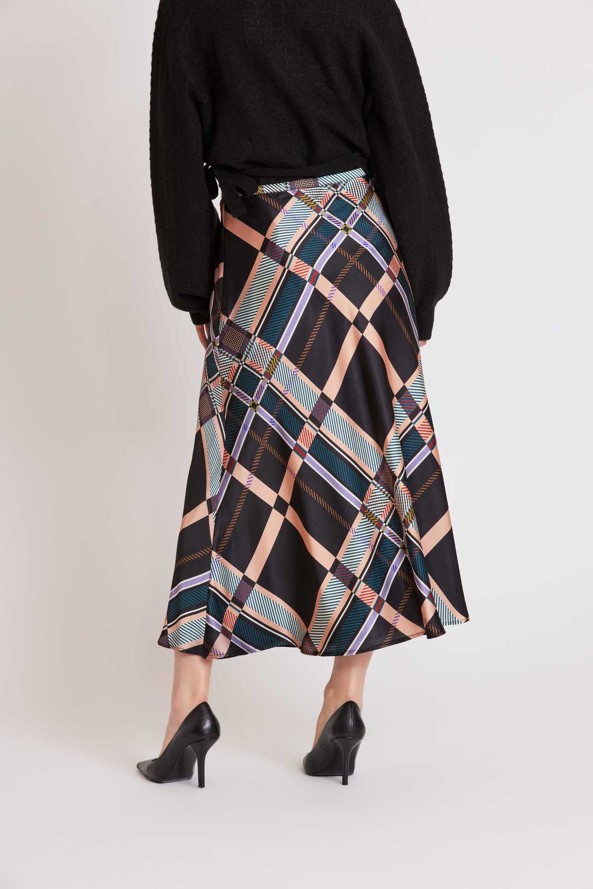 HARMONIE checked midi skirt